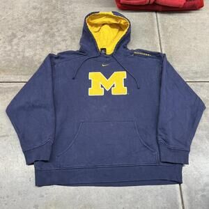 vintage nike center swoosh university of michigan wolverines navy hoodie large